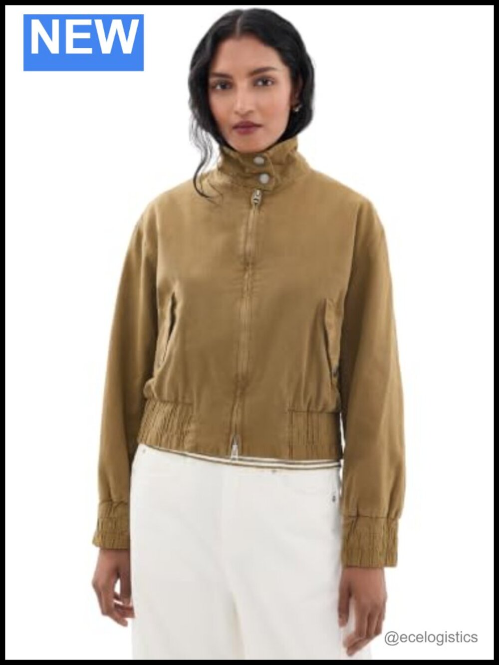 Canvas Bomber Jacket - Lightweight Cotton, Flap Pockets, Collared